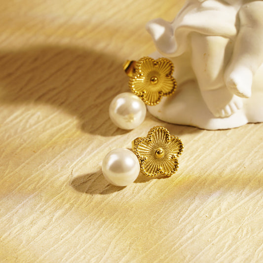 ARETES TRÉBOL PERLA